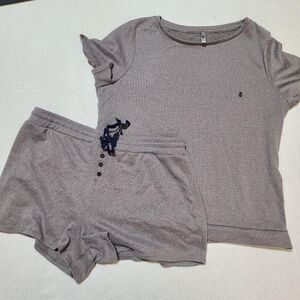 Izod Women's Grey Pajamas shorts 2pc set cozy lounge soft summer XL petite